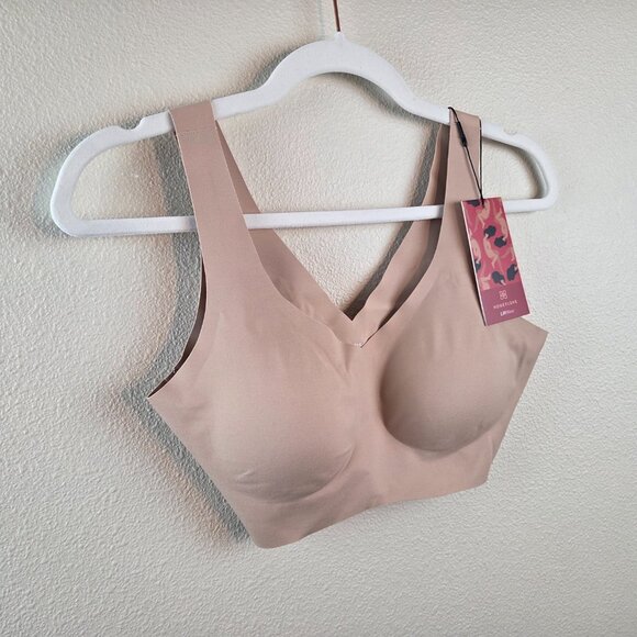 Honeylove V-Neck Bra Size M Nude Sand Softform Wireless NEW Smooth - Picture 3 of 8